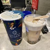 Matcha and Mango smoothie (L) + Nut Mylk with pearls (R)  at NUTTEA - La Trobe St in Melbourne