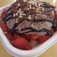 strawberry bingsu with chocolate nut cream at NUTTEA - La Trobe St in Melbourne