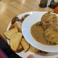 Biscuits and gravy (special) with cosmic fries at Spacecat V-stro in Ferndale