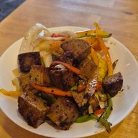 Sausage & Peppers add burmese tofu at Spacecat V-stro in Ferndale