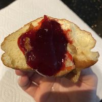 So much jam (raspberry jam filled donut)  at Donut Run in Washington