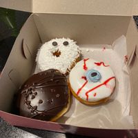 Coconut Mummy, berry (?) eyeball, Death by Chocolate  at Donut Run in Washington