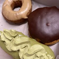 Matcha, pancake and Boston cream  at Donut Run in Washington