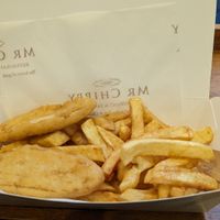 vegan fish and chips (pea protein) at Mr Chippy in York