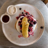 Peanut protein pancakes (vegan) at The Brewery in Larnaca