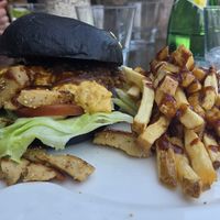 Vegan chicken burger at The Brewery in Larnaca