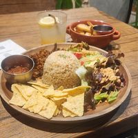 Taco rice with side of fries. at Sonu Sonu in Fukuoka