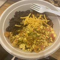 Breakfast burrito but in a bowl  at Taco Vega in Los Angeles