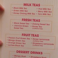 Their tea offerings. All milk is non-dairy. at Poke Fusion in Fort Myers