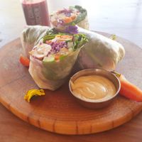 Rainbow Rolls and Peanut sauce at The Conscious Kitchen - Kloof St in Cape Town
