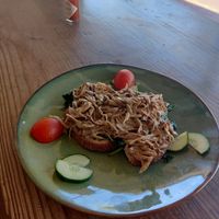 Pulled oyster mushrooms on toast at The Conscious Kitchen - Kloof St in Cape Town