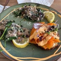 Latke duo - one already cut in half at The Conscious Kitchen - Kloof St in Cape Town