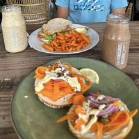 “Salmon and cream cheeze” bagel  at The Conscious Kitchen - Kloof St in Cape Town