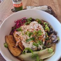 Ramen. Only two slices of tofu
.. rice noodles were overcooked at The Conscious Kitchen - Kloof St in Cape Town