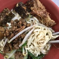 Sesame noodles with some extra mock meats offered to me by another customer who insisted that they’re delicious and a must-try!  at Sān Yuán Zhāi 三元齋 in Tainan