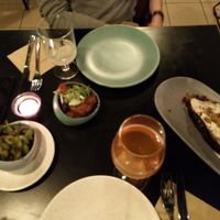 edamame beans, oyster mushroom wings & aubergine/eggplant with whipped tahin at Superkelly in Ghent