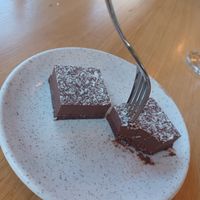 Chocolate dessert, a bit too much coconut taste for me at Superkelly in Ghent