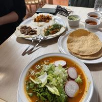 Chorizo and potatoes tacos and pozole  at El Sabor de Anita - Maybe closed in Guadalajara