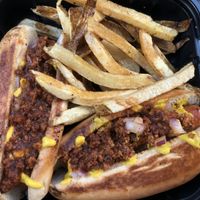 Hot dog combo w lemon pepper fries at Screaming Vegan in Roanoke