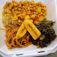 Curry chickpeas and plantains  at Screaming Vegan in Roanoke