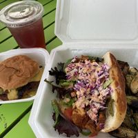 Po Boy Special 5/20/22 & Hot n Cheesy w/ blackberry tea  at Screaming Vegan in Roanoke