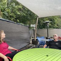 Very casual outdoor seating    at Screaming Vegan in Roanoke