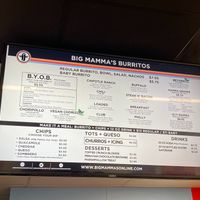 Menu at Big Mamma's Burritos in Columbus