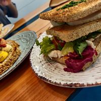 Vegan breakfast sandwiches and a hummus toast at Mr Kale in Gran Canaria