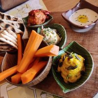 Hummus set + crudités at Mr Kale in Gran Canaria