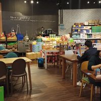 Dining area within shop at Vegan House in Shenzhen