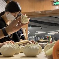 Making buns with the family and Chef April 2020  at Vegan House in Shenzhen