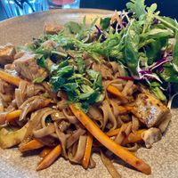 Vegan/GF Cantonese wok fried noodles with basil at Mama San in Nelson