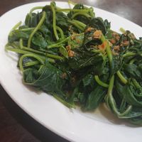 Sweet potato leaves 燙地瓜葉 NTD35 at HéHé SùShí 和合素食 in New Taipei City
