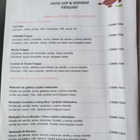 Menu page 2: Cold drinks at Thirema Coffee Shop and Restaurant in Tortuguero
