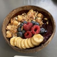 Açai bowl with berries, banana and granola   at Prima Caju in Funchal