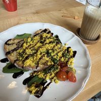 their vegan tofu scramble on toast!  at Prima Caju in Funchal