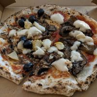 Half Capricciosa / Half Parmigiana Vegan Pizza at Antica in New Farm