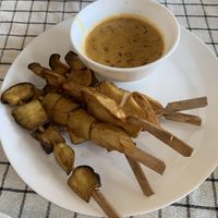 Mushroom satay  at Reach Plant Based Kitchen in Phuket
