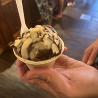 Vegan chocolate mousse with almonds  at Treats in Nevada City