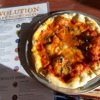 Small Pizza with vegan cheese option at Evolution Craft Brewing in Salisbury