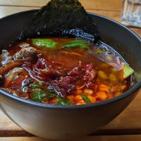 Bowl of spicy vegan ramen at Ramen Ria  in Christchurch