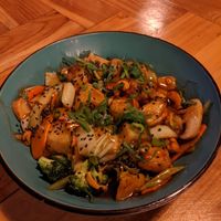 Tofu Teryaki Bowl + Extra Tofu at Eat Street in Santa Teresa
