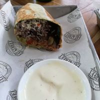 Basic burrito with soy meat and vegan mayo at Eat Street in Santa Teresa