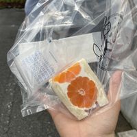 Small orange sandwich; included cold pack for takeout  at fruits and season in Tokyo