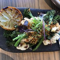 Charred broccolini etc  at east in Auckland