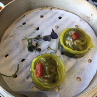 Mushroom dumplings (we ate one before the pic)  at east in Auckland