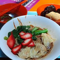 $3.50 bowl of wanton mee with add ons (separately charged) at Jin Xin 静心素食 in Central Singapore