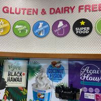 These three vegan options plus two more ... 🍌 and 🍫  at Yogurt & Gelato World in Mooloolaba