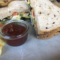 Vegan club sandwich with various veggies & tofu.   at Food Matterz in Groningen