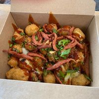 BBQ Bacon Hash Browns (the star of the show for me!) at The Hogless Roast in East London